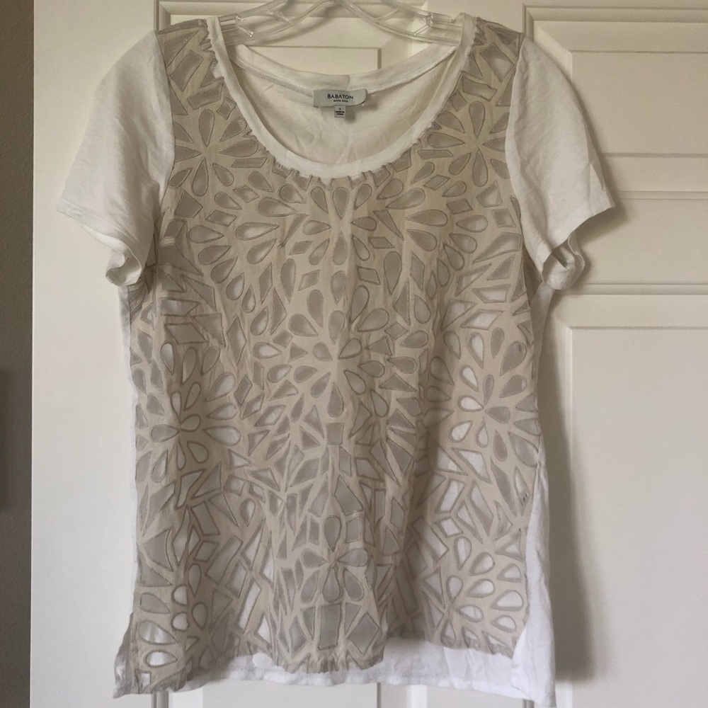 Aritzia Babaton with silk white cut out tee